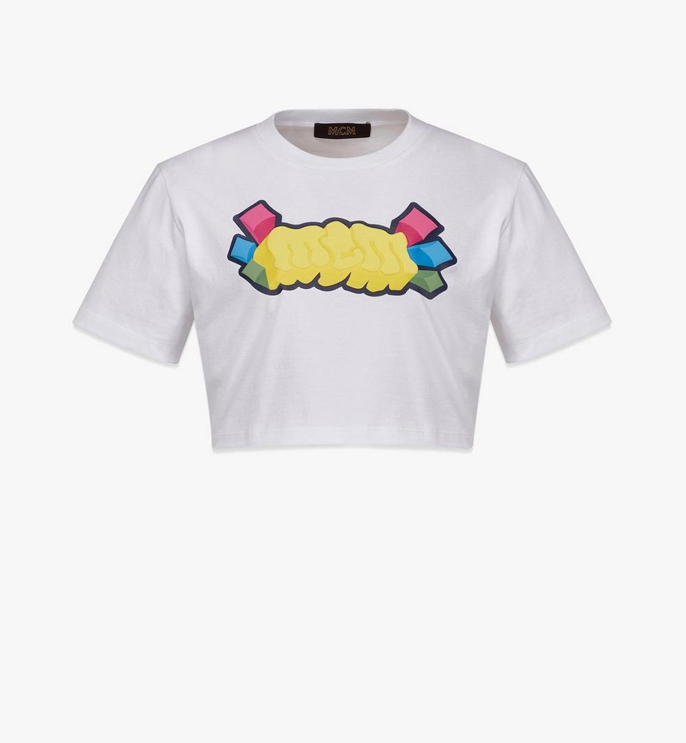 Cropped-T-Shirt MCM Sommer aus Bio-Baumwolle mit Cubic-Logo für Damen 1